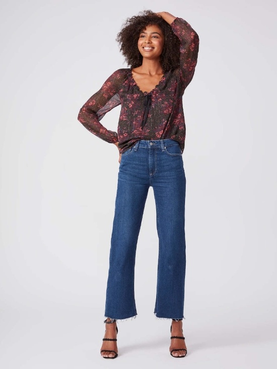 PAIGE Denim - PAIGE Leenah Ankle High Rise Trouser Leg Jeans Raw Hem Gracie Lou NWT 25